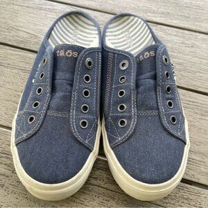 Taos EZ Soul Denim Blue Slip On Canvas Mule Sneakers Womens